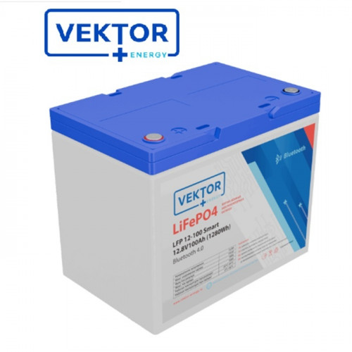 Литиевый аккумулятор VEKTOR LFP 12,8В - 100Ач с Bluetooth 4.0Smart Block BMS 100A